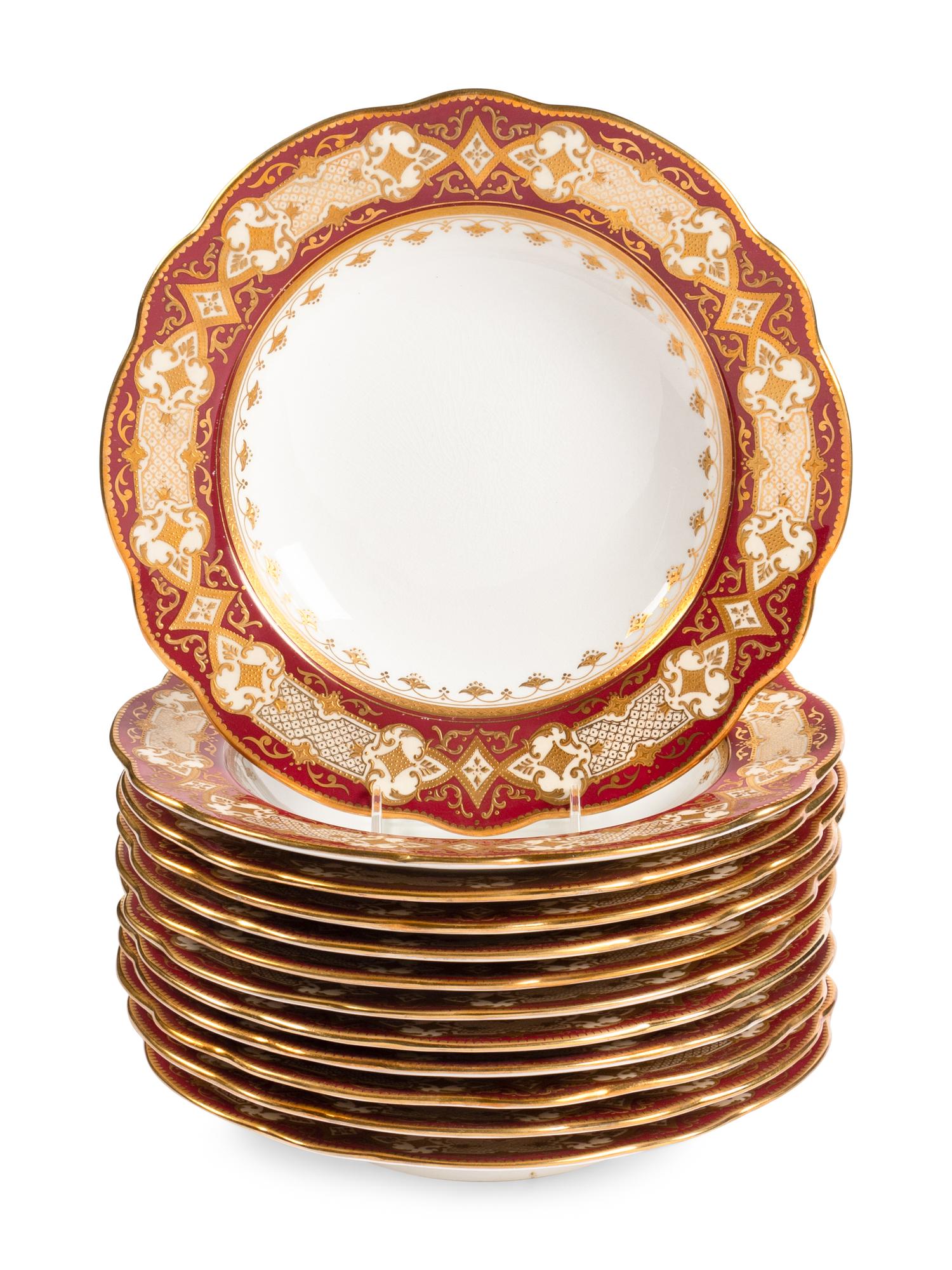 A Set of Twelve Coalport Porcelain Soup Bowls
