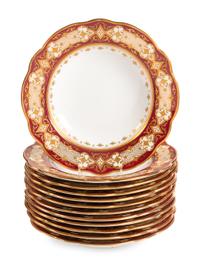 A Set of Twelve Coalport Porcelain Soup Bowls