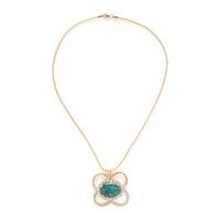 Black Opal, Diamond, and Yellow Gold Pendant and Chain Necklace