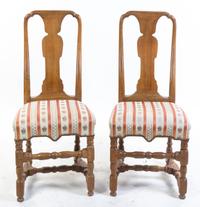 A Pair of Queen Anne Style Side Chairs Height 42 inches.