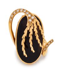 An 18 Karat Yellow Gold, Onyx and Diamond Ring,