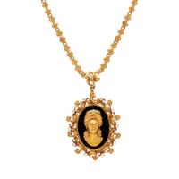 RONDETTE, YELLOW GOLD AND DIAMOND PENDANT NECKLACE