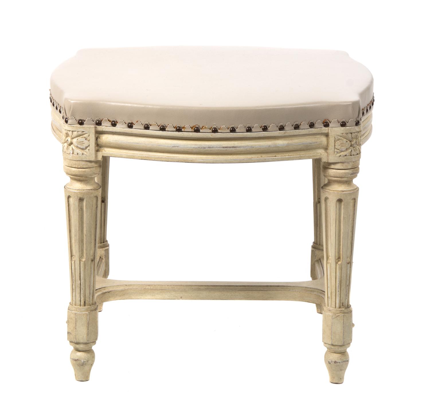 Two Louis XVI Style Painted Tabourets Height of first 18 x width 18 x depth 16 inches. — 20TH CENTURY