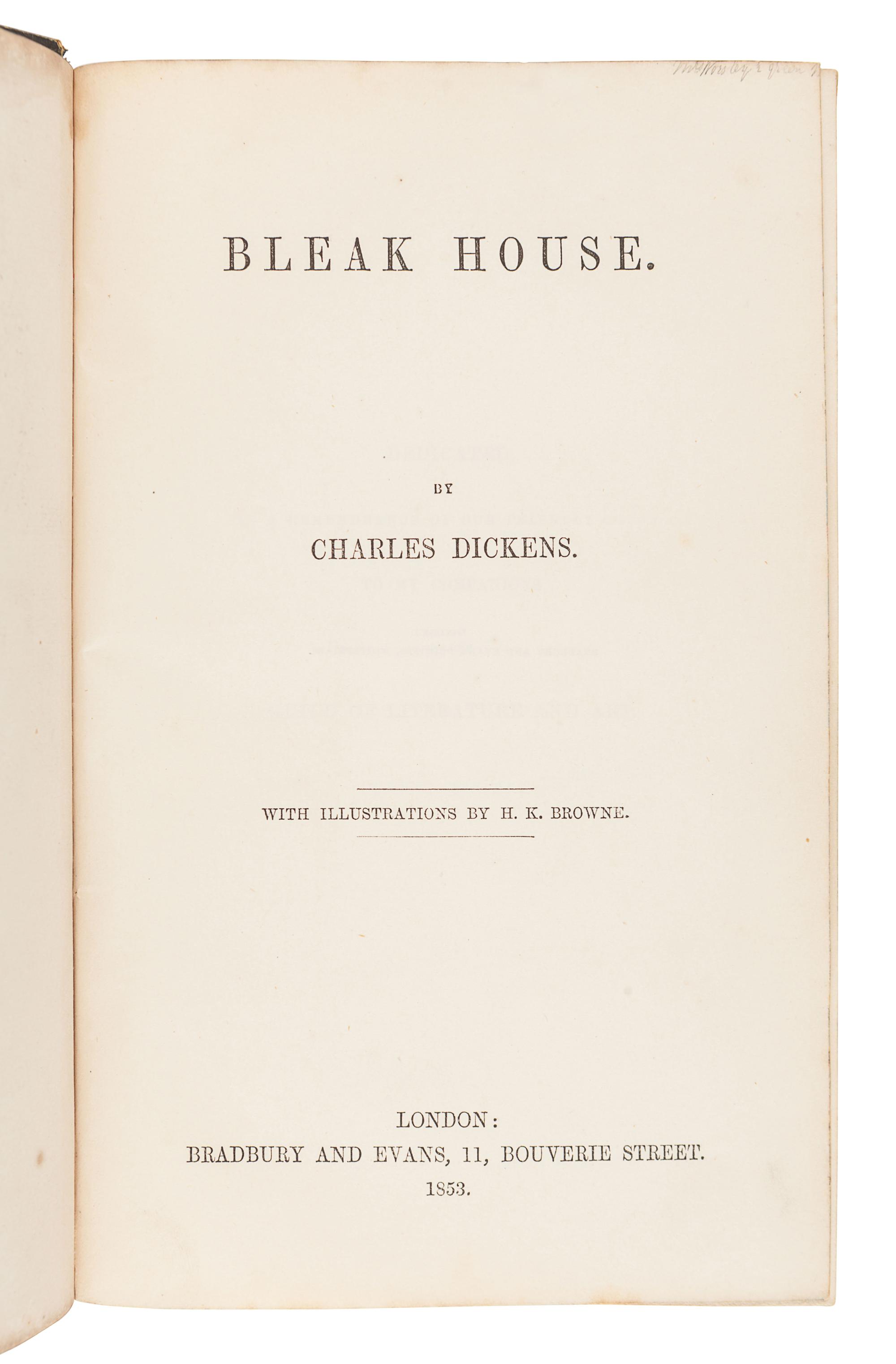 DICKENS, Charles (1812-1870). Bleak House. London: Bradbury & Evans, 1853.