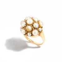 CULTURED PEARL AND YELLOW GOLD RING