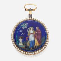 A gold openface enamel pocket watch, Leonard, Paris