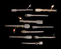10 Japanese Silver Inlaid Bronze Portable Writing Sets, Yatate
