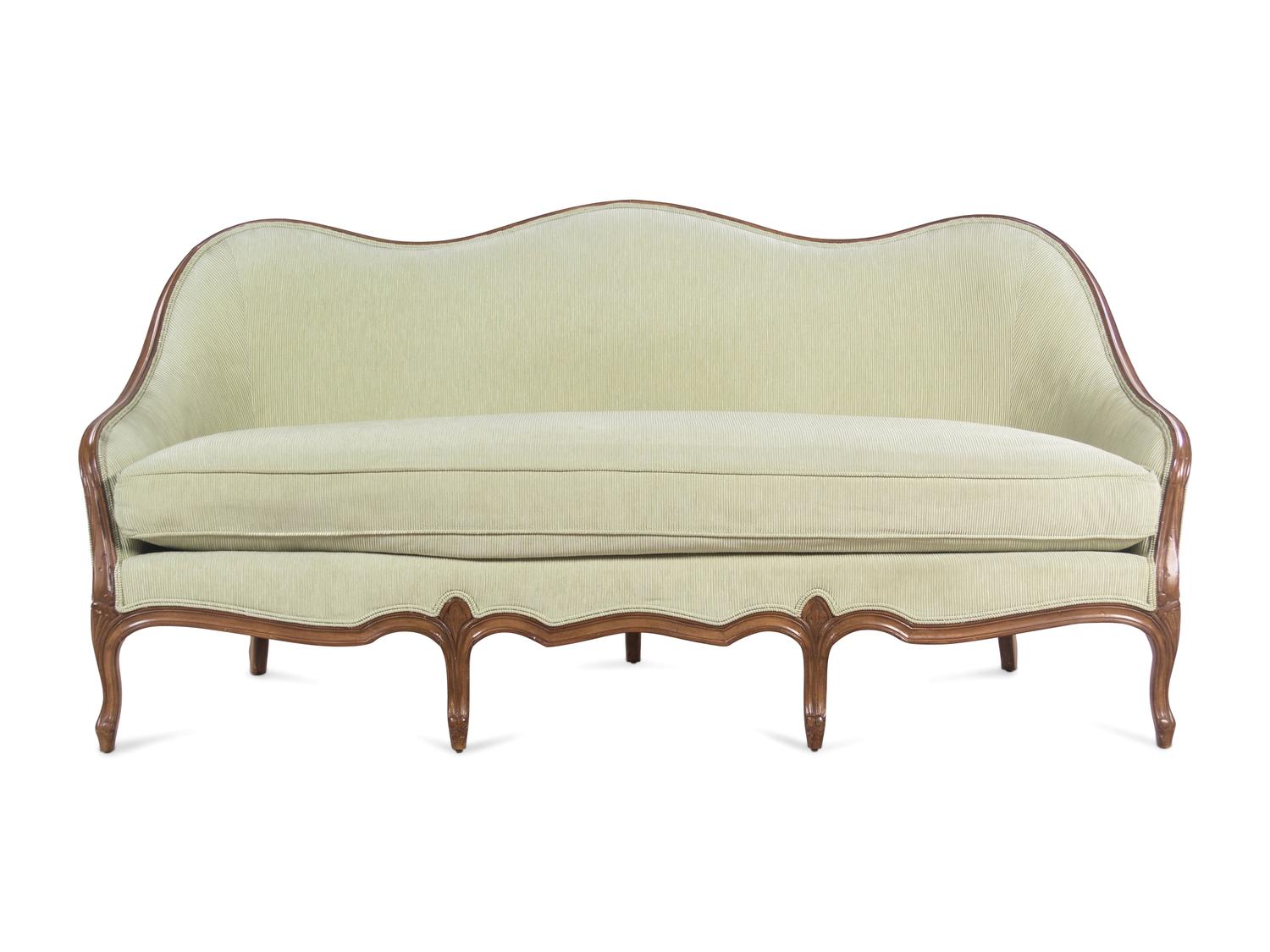 A Henredon Walnut Tight-Back Sofa