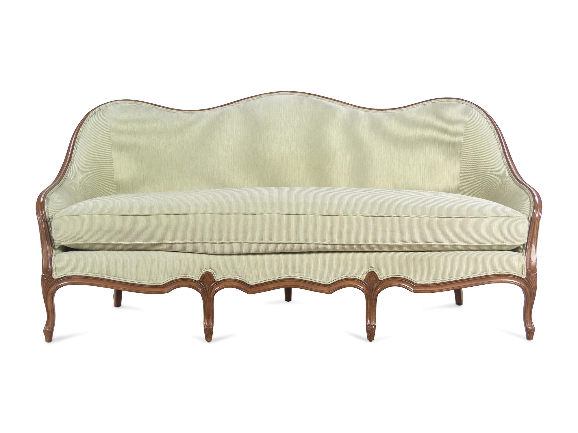 A Henredon Walnut Tight-Back Sofa