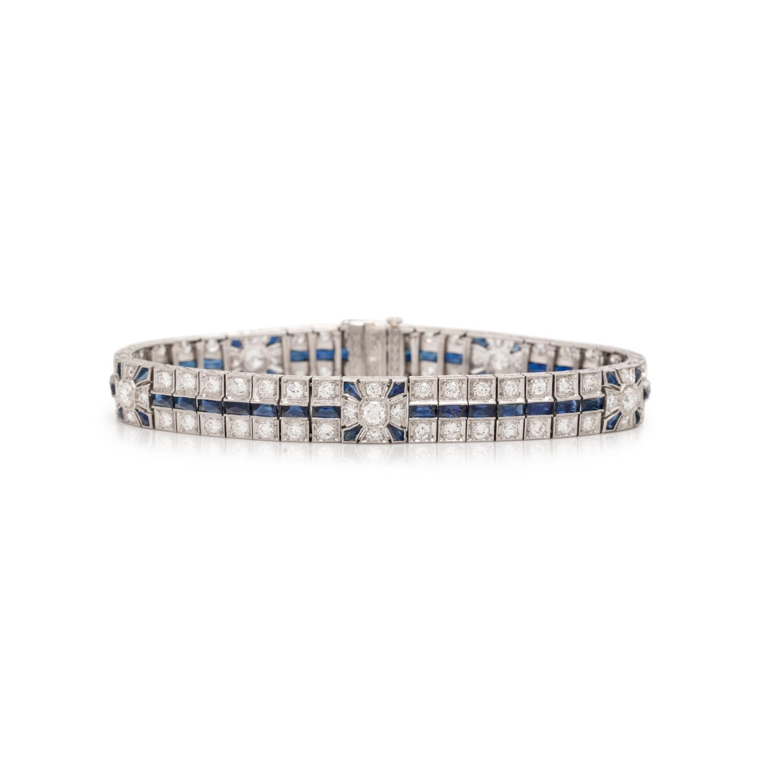 ART DECO, DIAMOND AND SAPPHIRE BRACELET