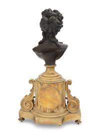 A French Gilt and Patinated Bronze Clock with a Bust of a Lady