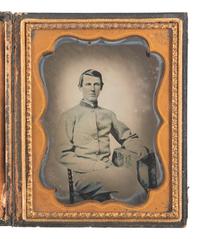[CIVIL WAR]. Quarter plate ambrotype of an enlisted Confederate private.