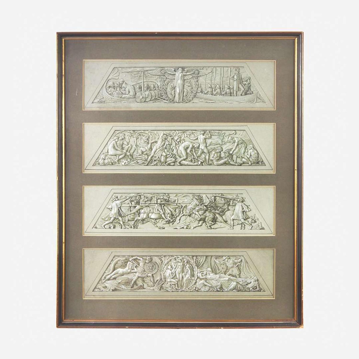 Walter Crane (British, 1845–1915) Four Designs for a Silver Cup