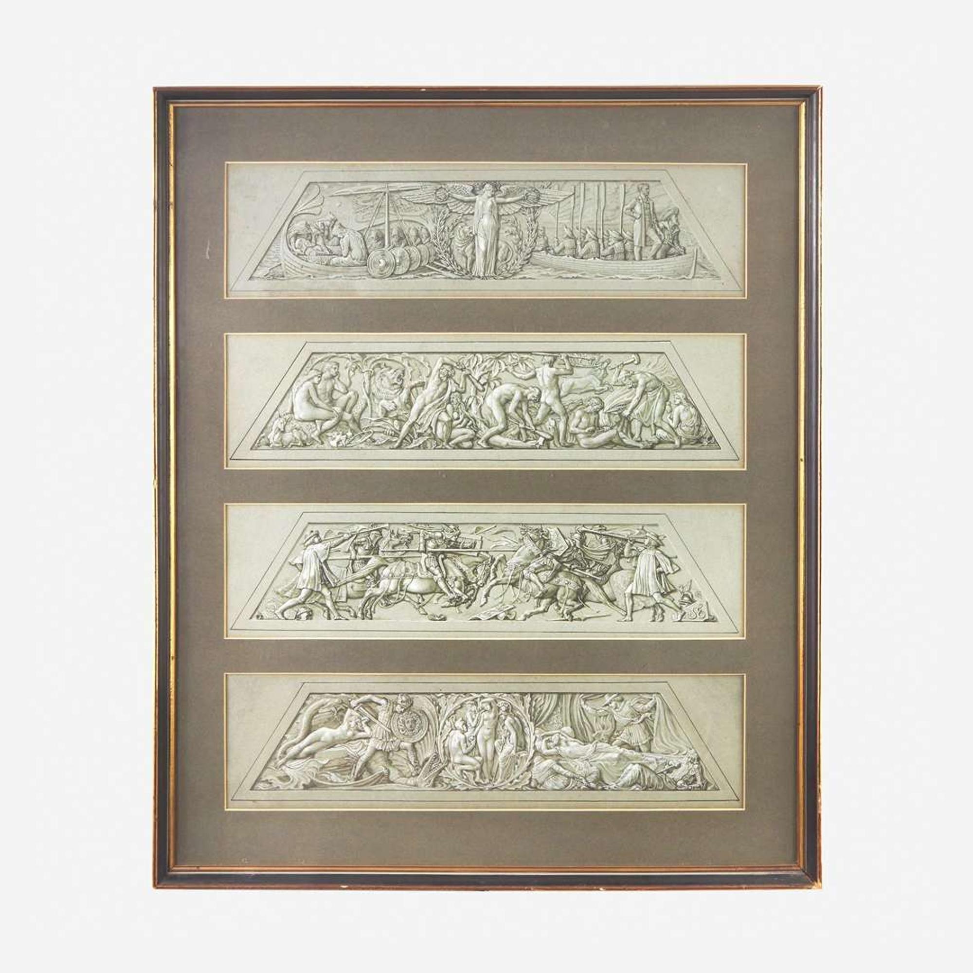 Walter Crane (British, 1845–1915) Four Designs for a Silver Cup