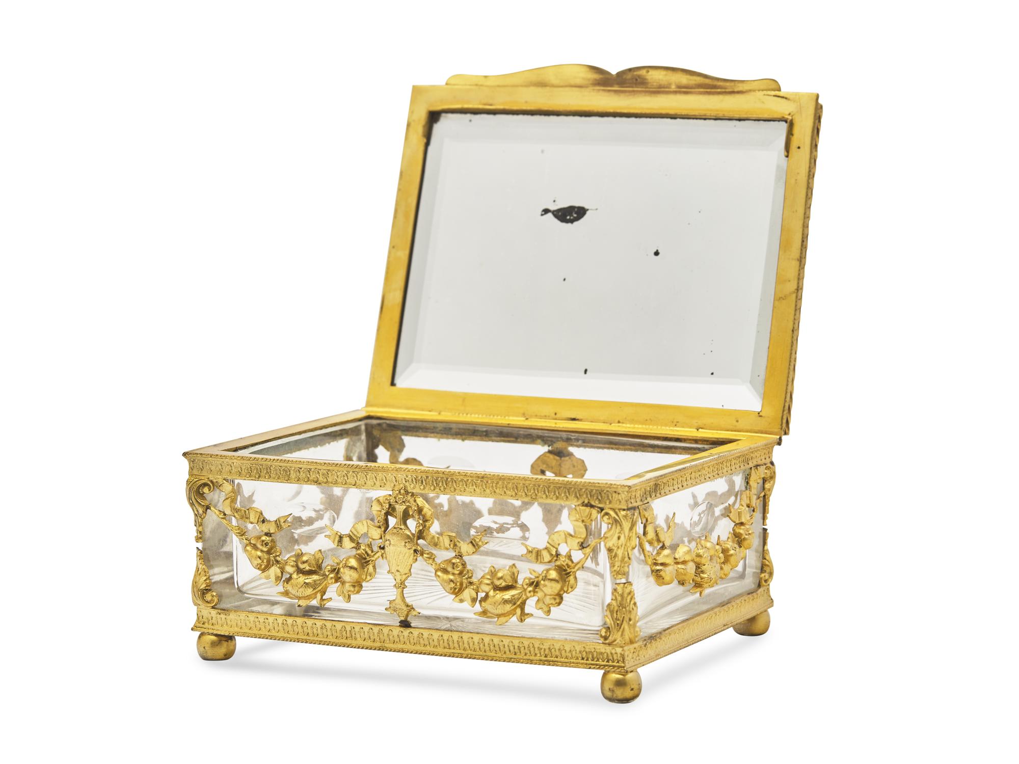 A Louis XV Style Portrait-Inset Gilt Bronze Mounted Cut Glass Box