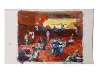 Four works: 19th Hole, 1971; Untitled (Golf Scene); Untitled (Golfers Under Tree); and Golfers ABC , 1964