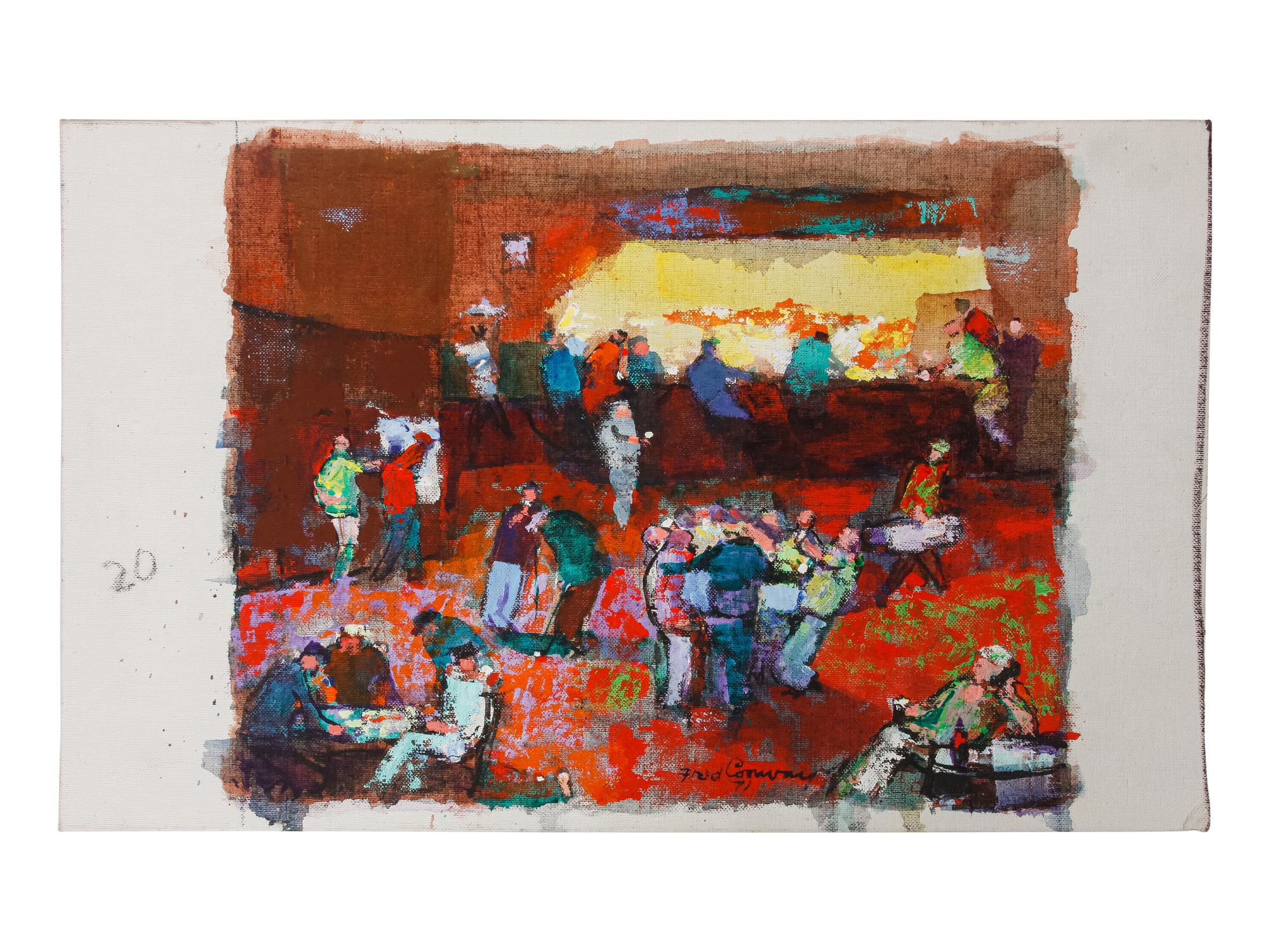 Four works: 19th Hole, 1971; Untitled (Golf Scene); Untitled (Golfers Under Tree); and Golfers ABC , 1964