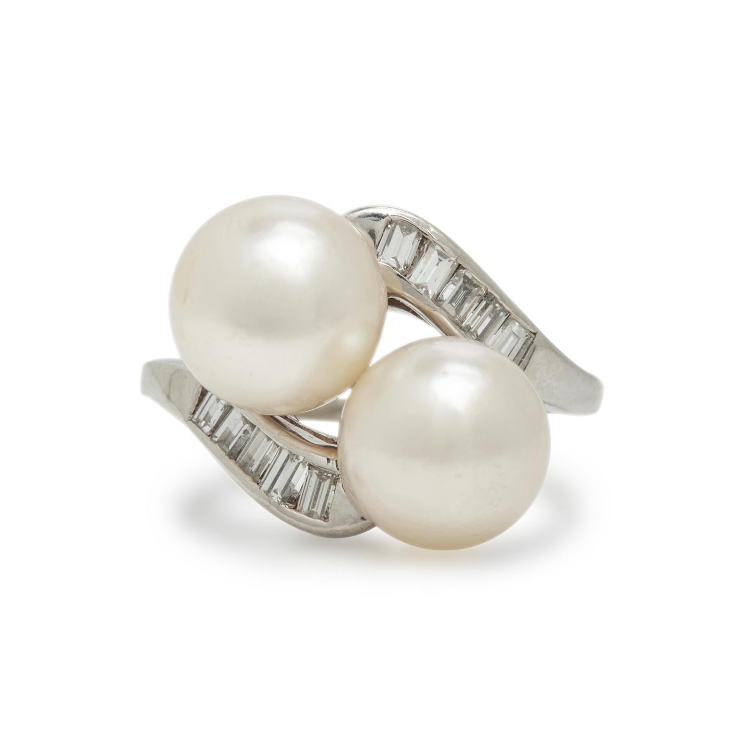 Cultured Pearl and Diamond Ring