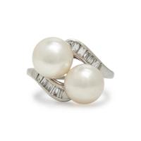 Cultured Pearl and Diamond Ring