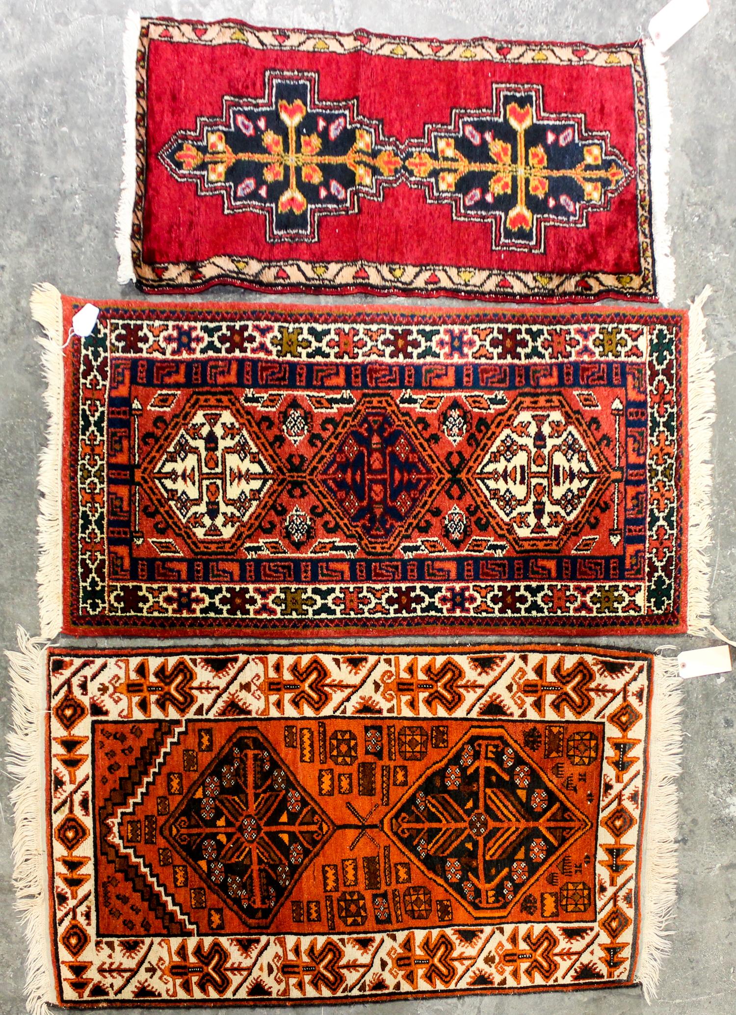 Three Northwest Persian Wool Rugs 4 feet 6 inches x 2 feet 9 inches (largest). — MID TO LATE 20TH CENTURY