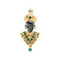 NARDI, YELLOW GOLD AND EMERALD BROOCH
