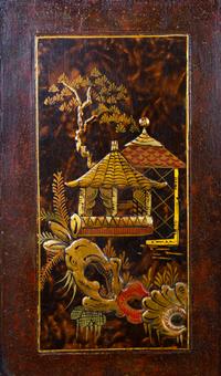 A George II Chinoiserie on Faux Tortoiseshell Decorated Corner Cabinet — 18TH/19TH CENTURY