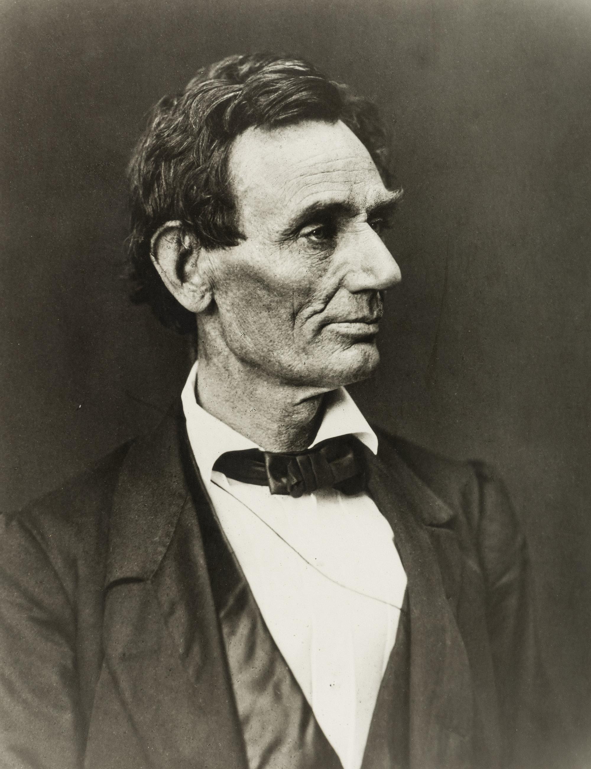 [LINCOLN, Abraham (1809-1865)]. [HESLER, Alexander (1823-1895), photographer]. 2 photographs of Lincoln printed by King V. Hostick - Herbert George Studio. 1956.