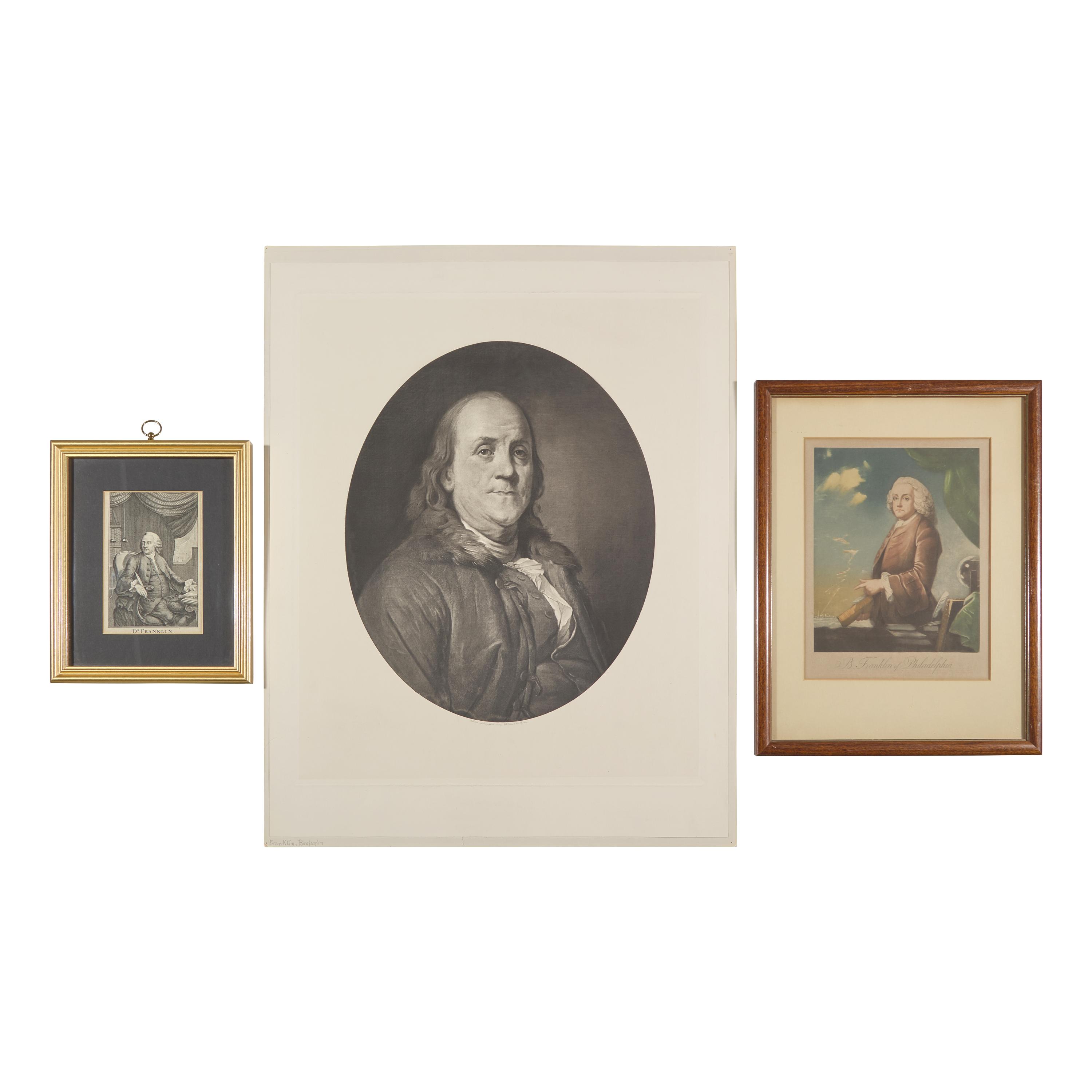 [Americana] Group of 3 engravings of Benjamin Franklin