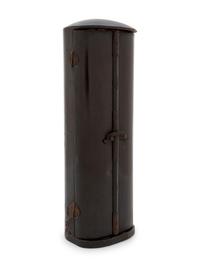 A Black and Gilt Lacquered Wood Shrine with a Gilt Wood Figure of Standing Buddha