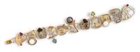 A Sterling Silver, Yellow Gold and Multigem Bracelet, Wendy Newman, 17.70 dwts.