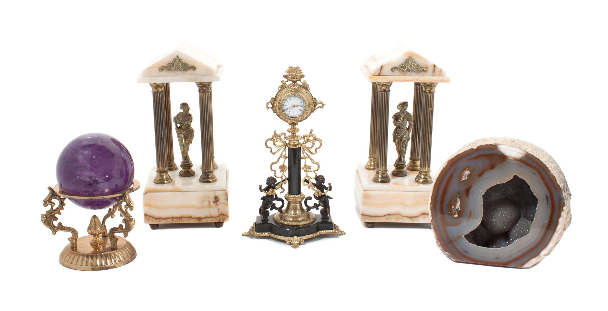 A Neoclassical Gilt and Patinated Watch Stand Height of first 8 1/2 inches. — 20TH CENTURY