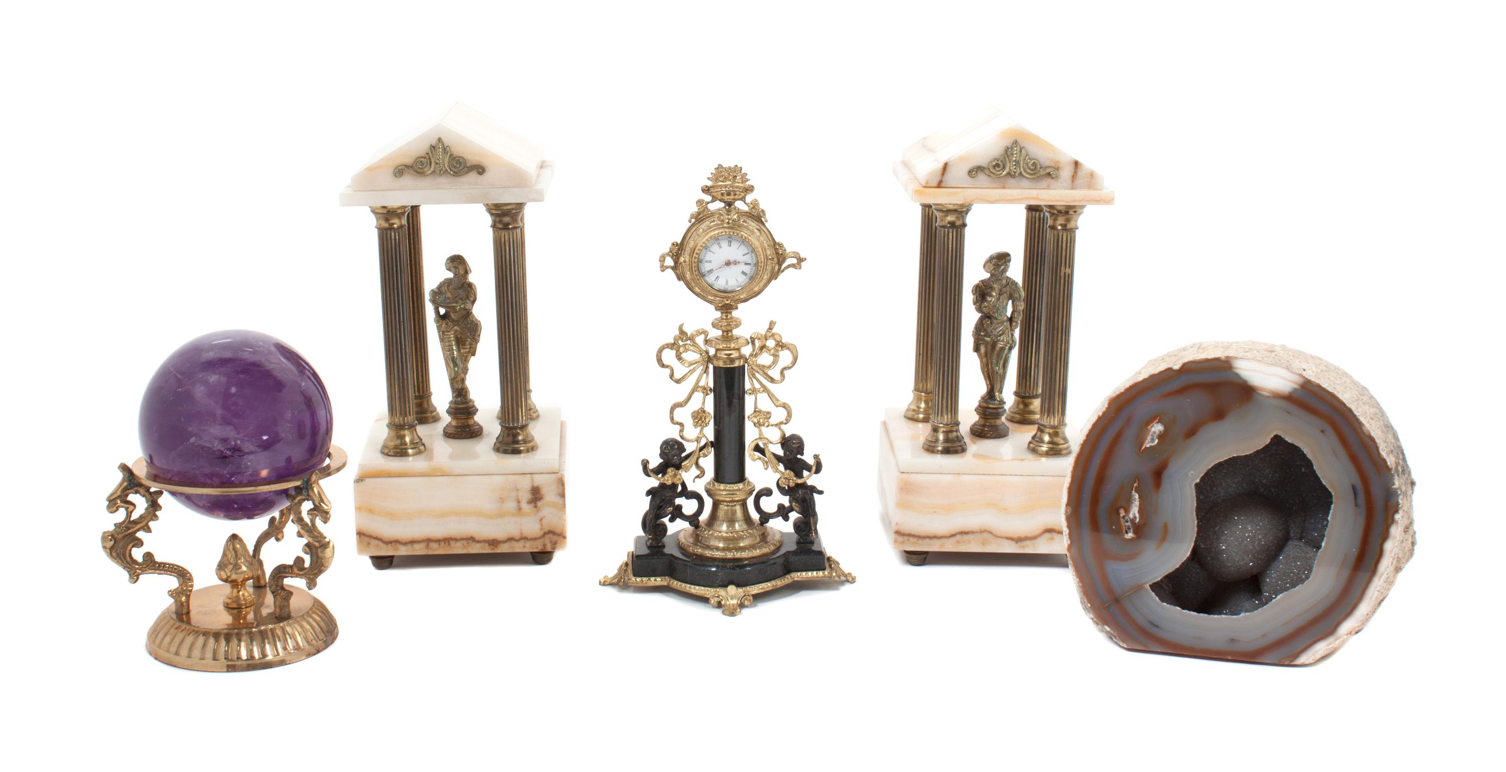 A Neoclassical Gilt and Patinated Watch Stand Height of first 8 1/2 inches. — 20TH CENTURY