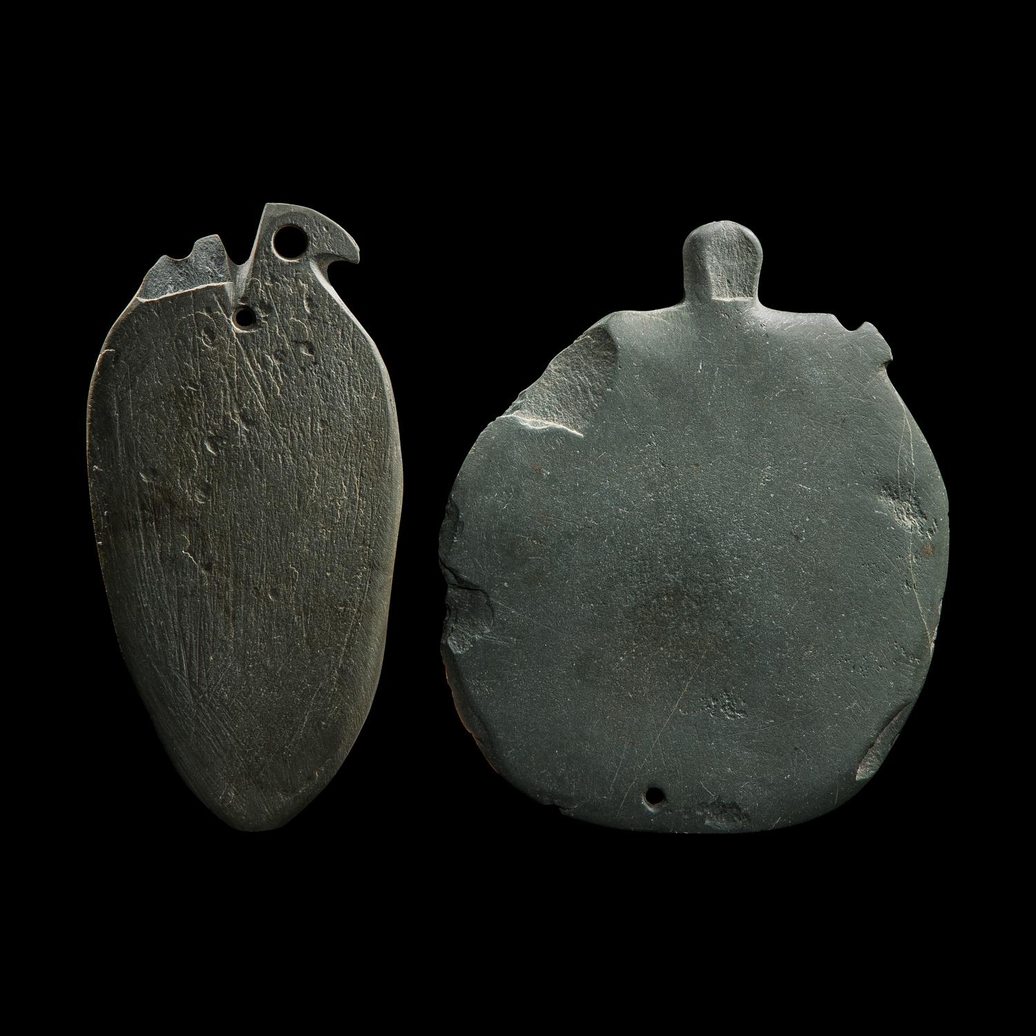 Two Egyptian Greywacke Cosmetic Palettes