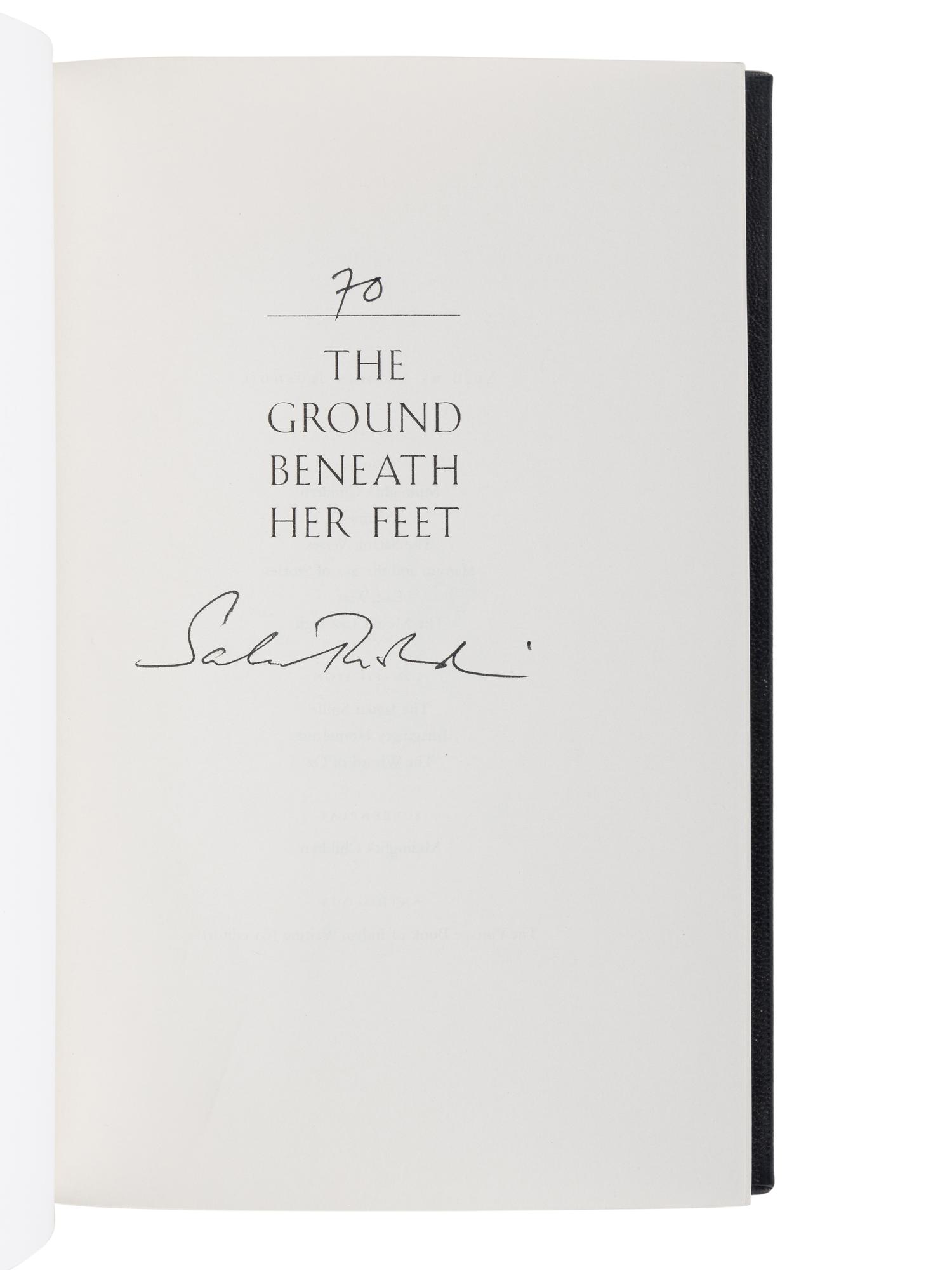 RUSHDIE, Salman (b. 1947). The Ground Beneath her Feet . London: Jonathan Cape, 1999.