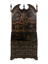 A George II Style Black and Gilt-Japanned Bureau Cabinet