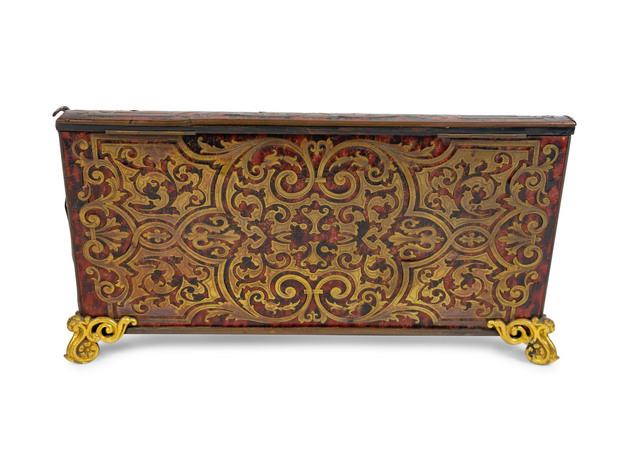 A French Tortoise Shell Inlaid Boulle Marquetry Standish