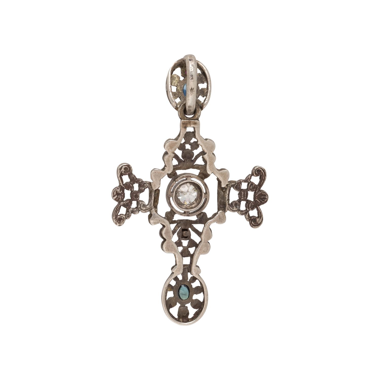 DIAMOND AND RUBY CROSS PENDANT
