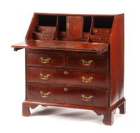 A George III Mahogany and Marquetry Slant-Front Desk Height 42 x width 36 x depth 20 inches. — LATE 18TH/EARLY 19TH CENTURY