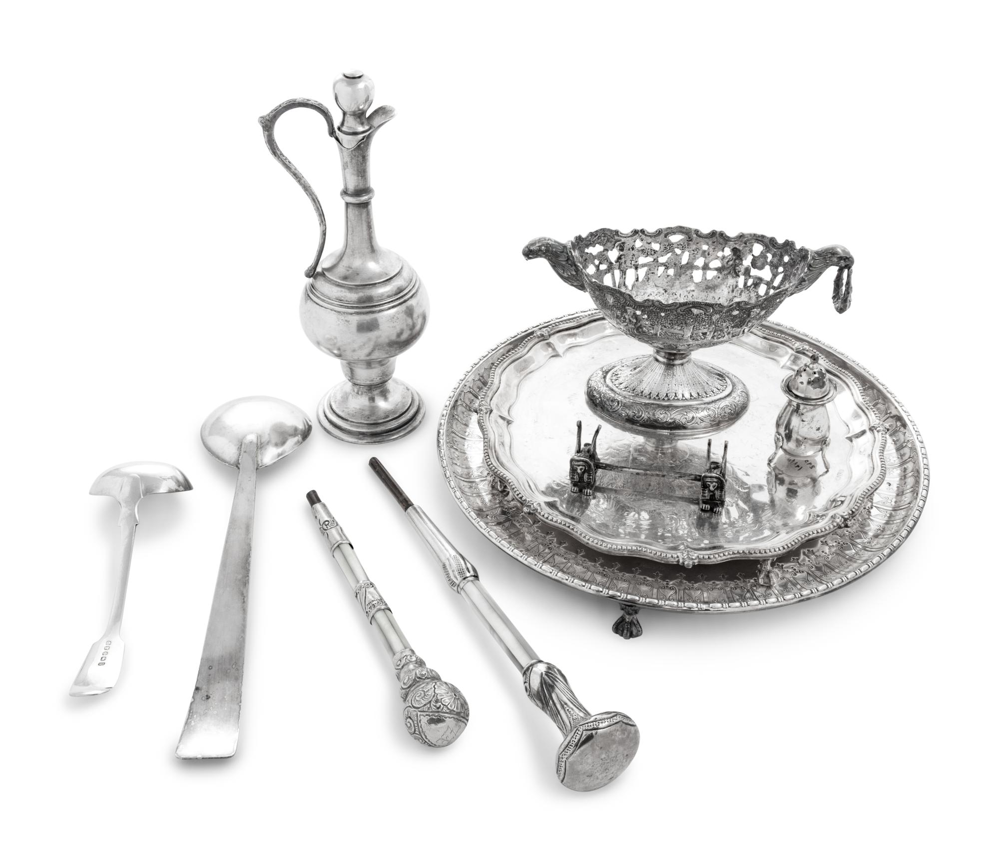 A Collection of Ten Silver-Plate Table Articles