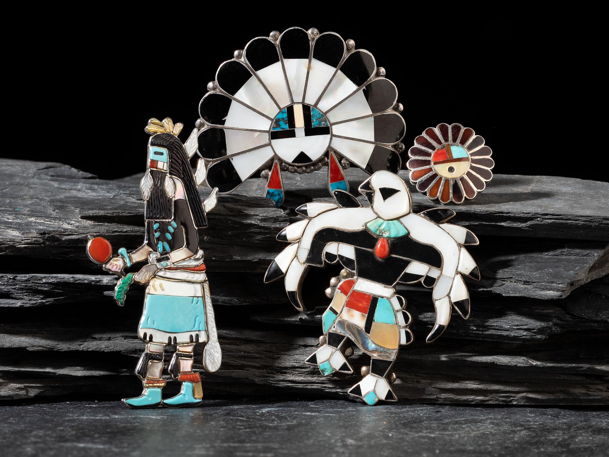 Zuni Mosaic Inlay Pins/Pendants and Ring