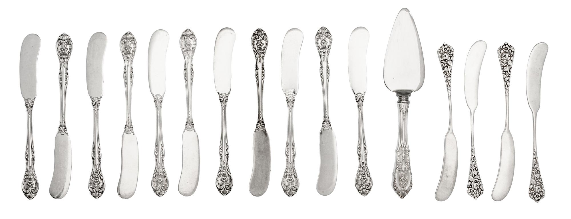 A Group of American Silver Butterspreaders, Gorham Mfg. Co., Providence, RI and others, comprising 11 Gorham examples, 4 additional Ame