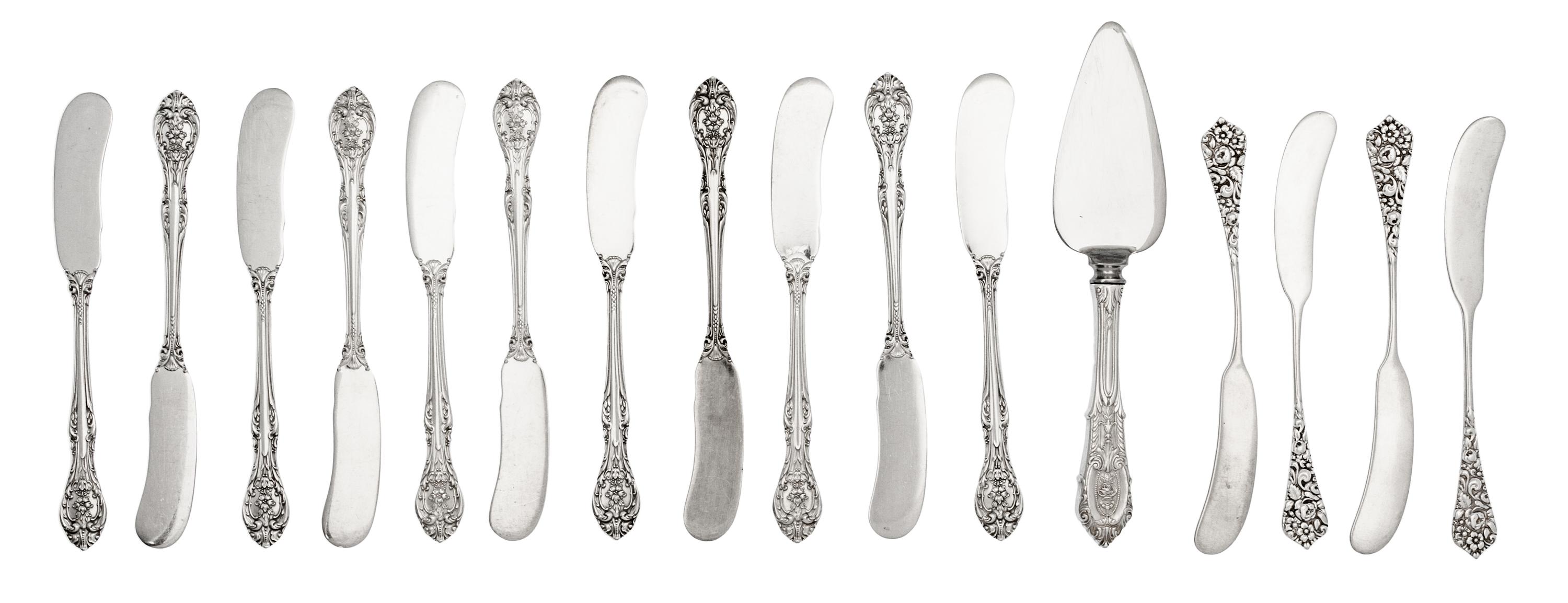 A Group of American Silver Butterspreaders, Gorham Mfg. Co., Providence, RI and others, comprising 11 Gorham examples, 4 additional Ame