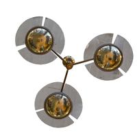 A Three Arm Brass and Glass Light Fixture 44" W x 44" D x 19" H — France, Mid-20th Century