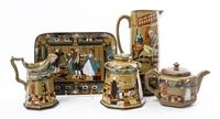 A Deldare Pottery Five Piece Set Height of tallest 12 1/4 inches.
