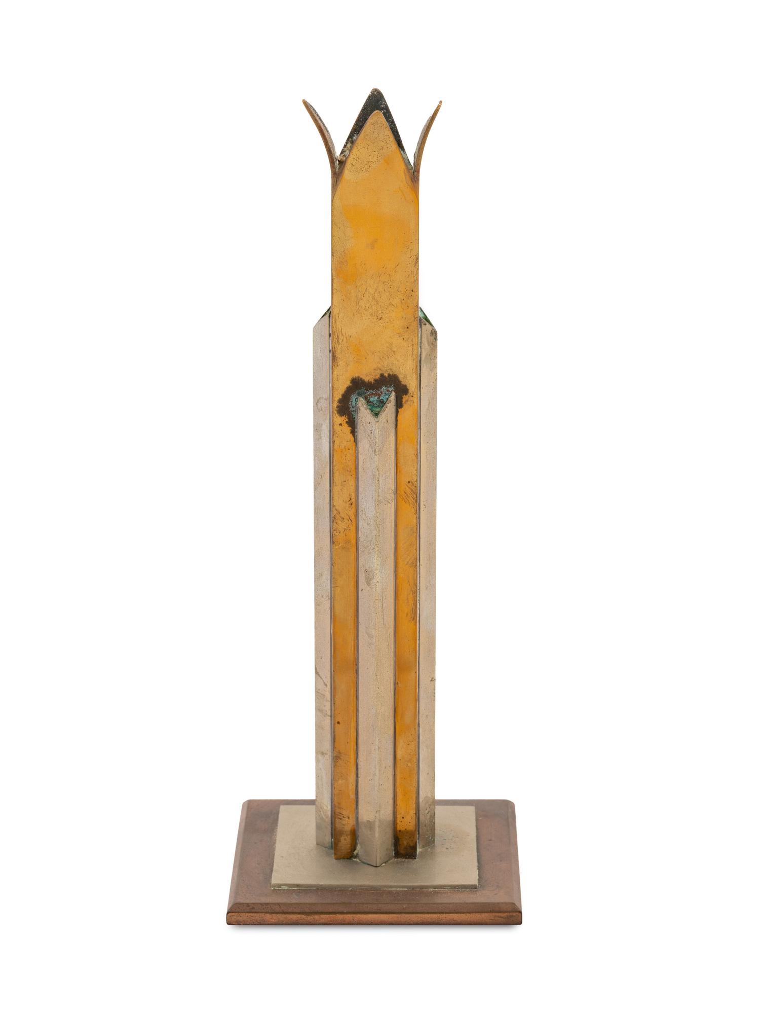 An Art Deco Aluminum and Copper Bud Vase