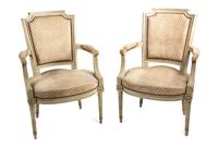 A Pair of Louis XVI Style Painted Fauteuils Height 34 inches. — 19TH CENTURY