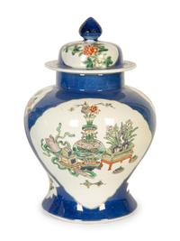 A Pair of Chinese Export Famille Verte Porcelain Covered Ginger Jars — 20th Century