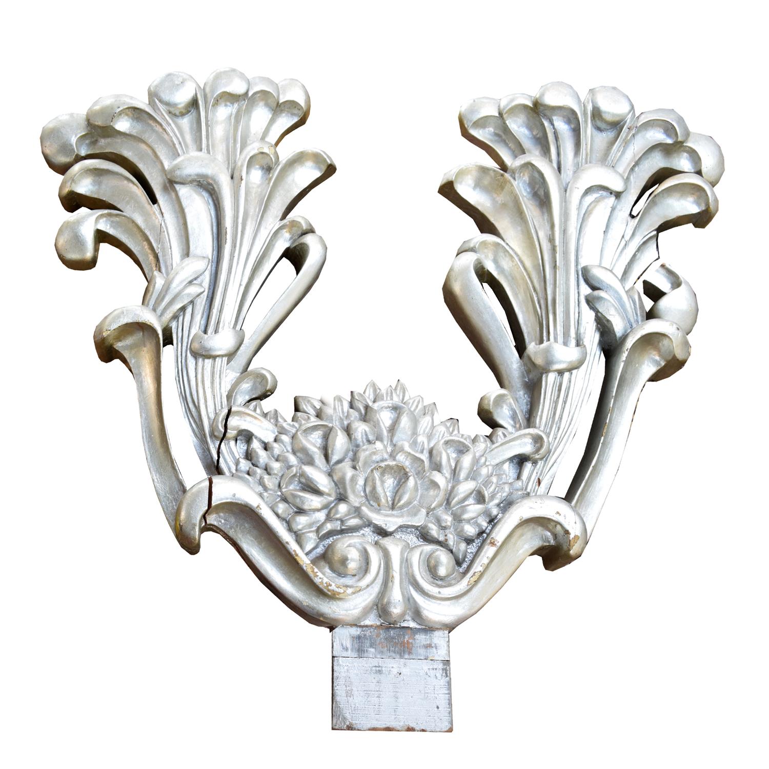A Silvered Carved Console Fragment 44" W x 9" D x 42 "H — Argentina, Early 20th Century