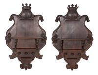 A Pair of Large Continental Cartouche-Form Hunting Lodge Pipe Racks