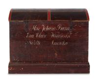 A Molded, Grain-Painted and Stencil-Decorated Pine Dome-Top Blanket Chest — Dated 1868